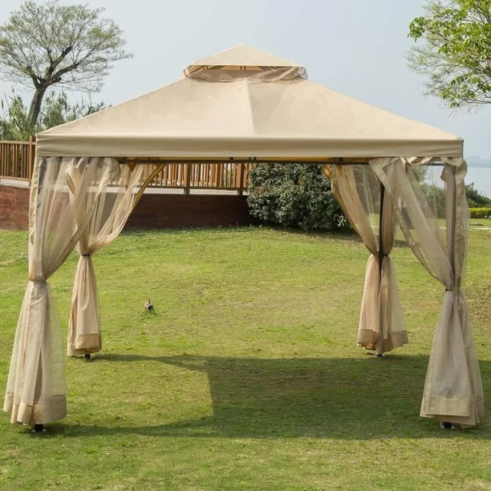 

10' X10' Gazebo Canopy Soft Top Outdoor Patio Gazebo Tent Garden Canopy for Your Yard Outdoor or Party Full Folding Awnings Home