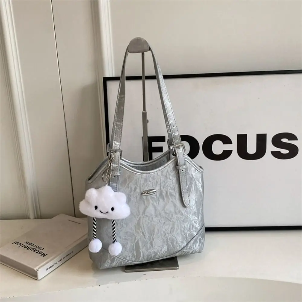 

High Quality PU Leather Shoulder Bag With Pendant Large Capacity Handbag Crossbody Bag