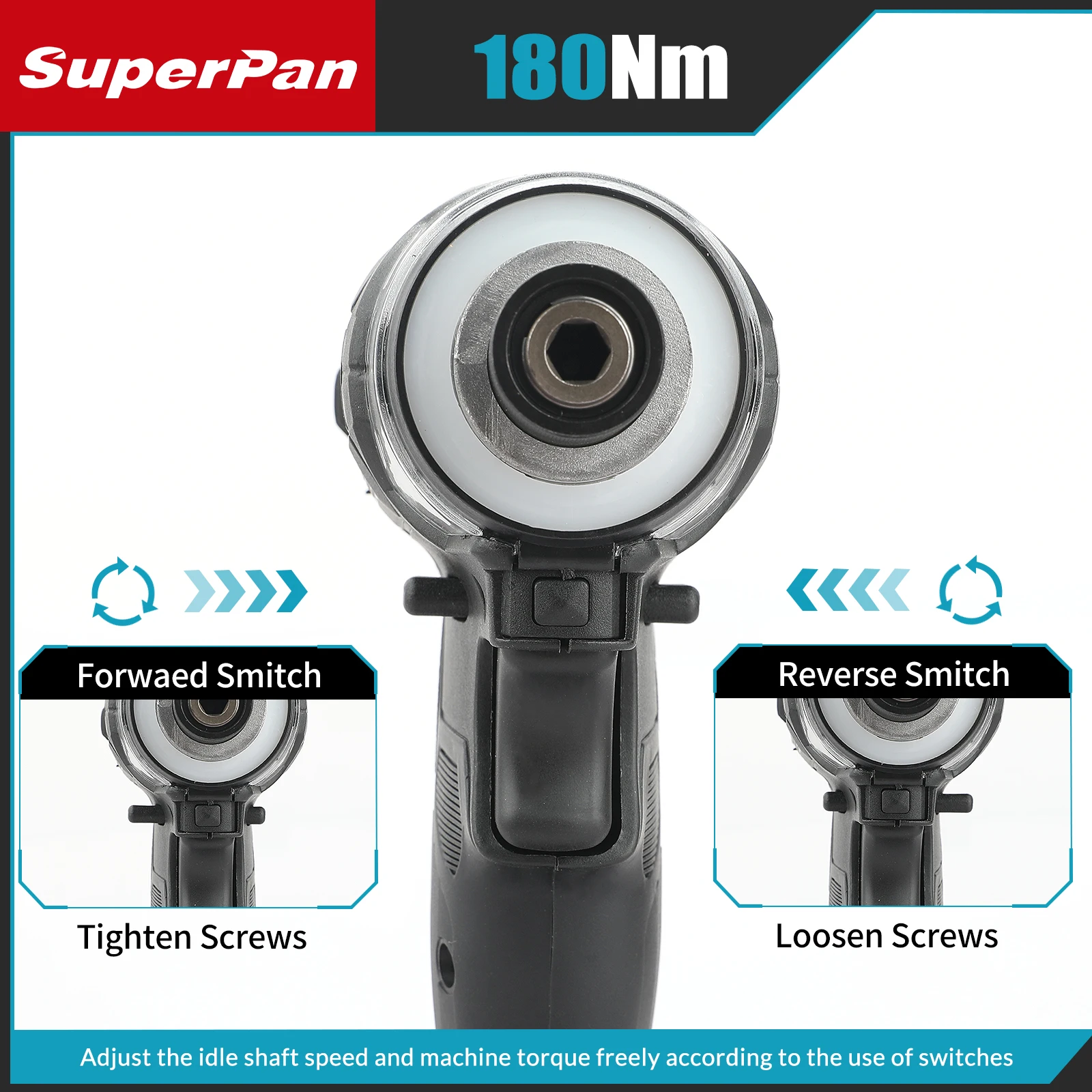 

Бесщеточный дрель-шуруповерт Black SuperPan SP173 T-Mode — крутящий момент 180 Нм, 3600 об/мин для деревообработки и крепления болтов