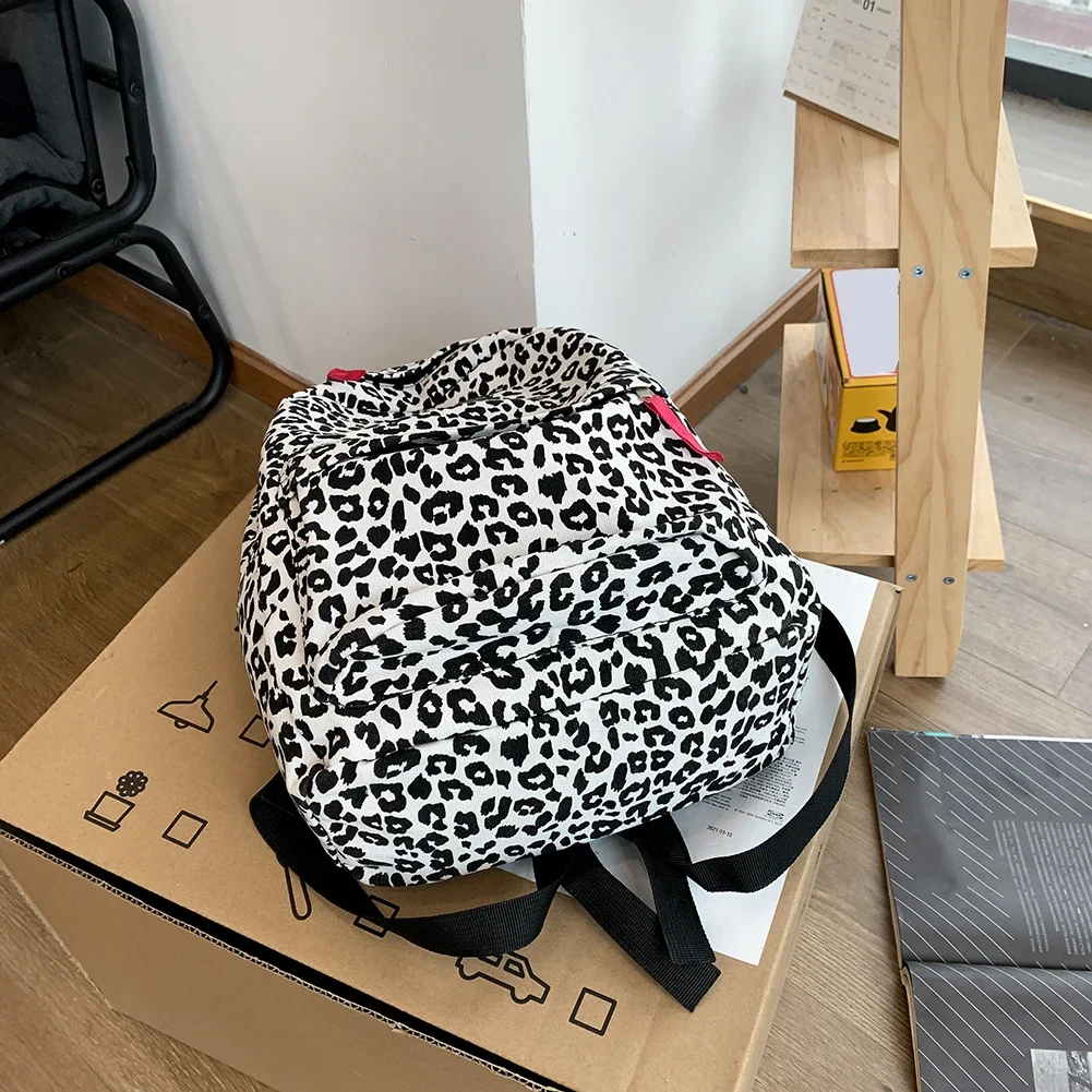 Women Canvas Zebra Cow Pattern Print Backpack Preppy Style Ladies Large Handbags Waterproof Campus Style Travel Rucksack