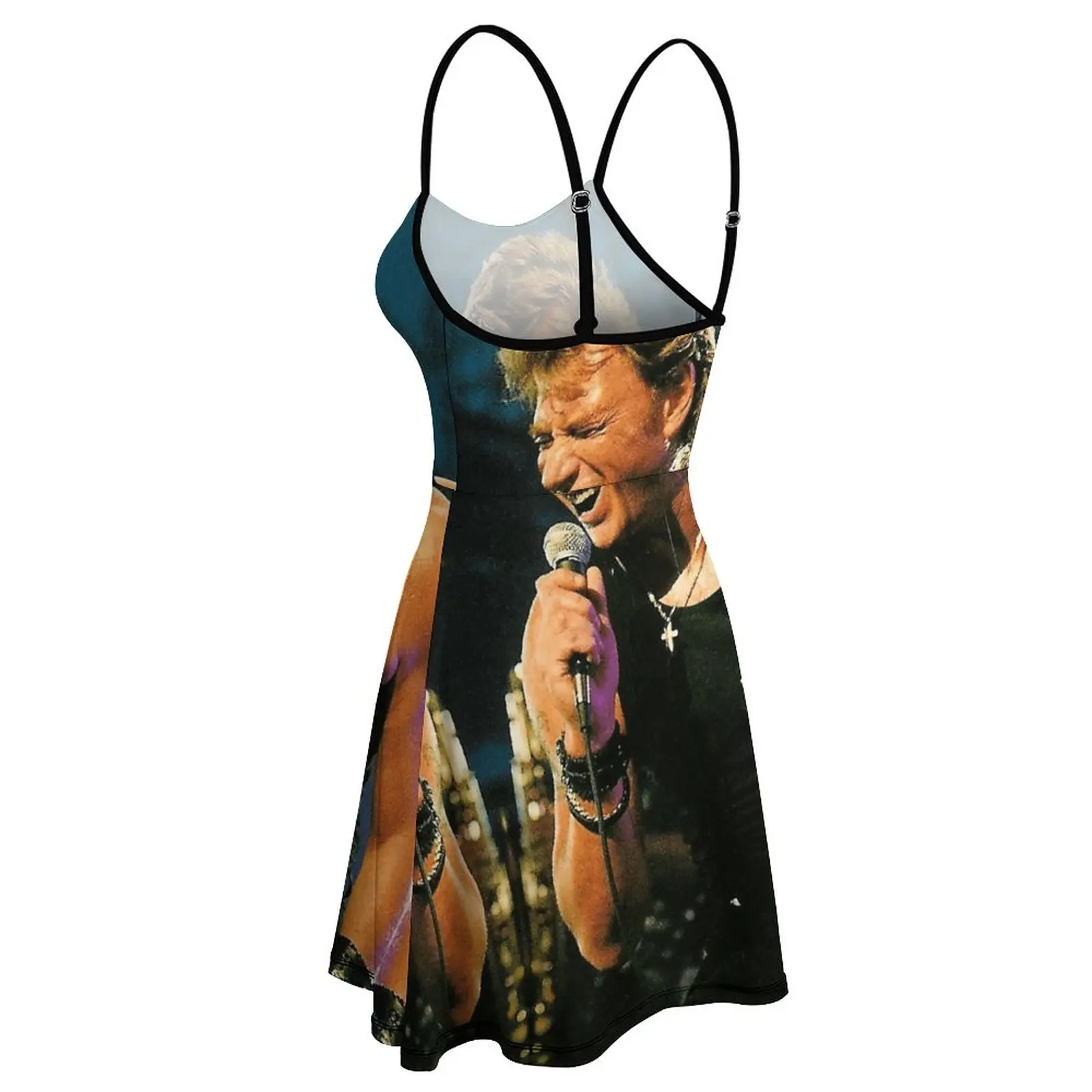 Johnny E Hallyday Mort Sling Vestido das Mulheres Venda Quente Vestido da Mulher Exótica Humor Gráfico Partes Vestidos