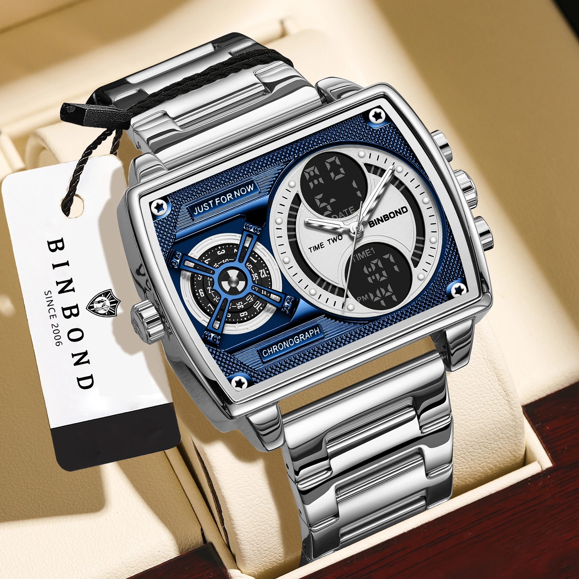 BINBOND Multi-Functional Precise Quartz Watches for Men Luxury Luminous Waterproof Men's Wristwatches Chronograph Sport Reloj