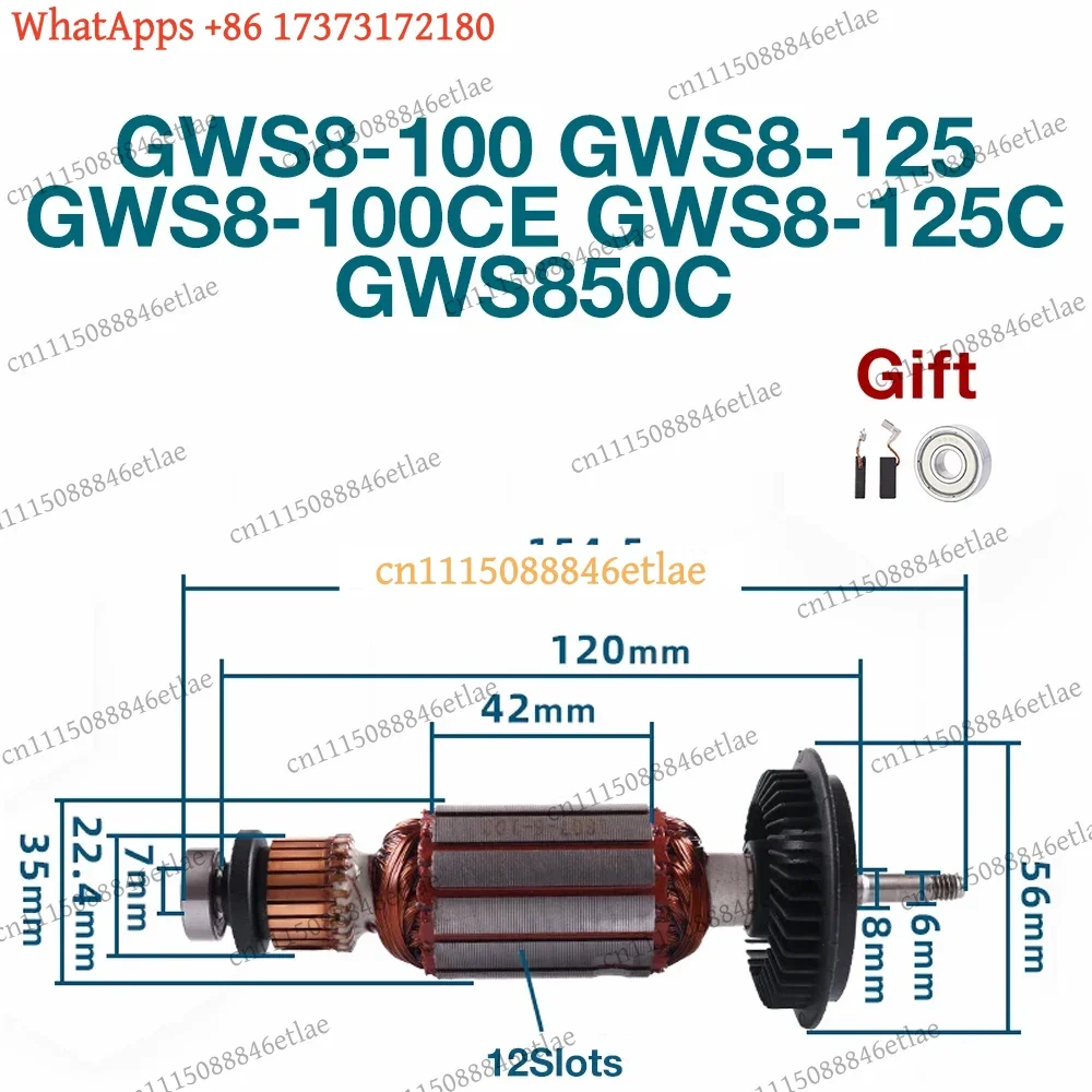 Armature Rotor Stator Coil 220-240V for Bosch GWS8-100 GWS8-125 CE GWS8-125C GWS850C Angle Grinder, Replacement Parts