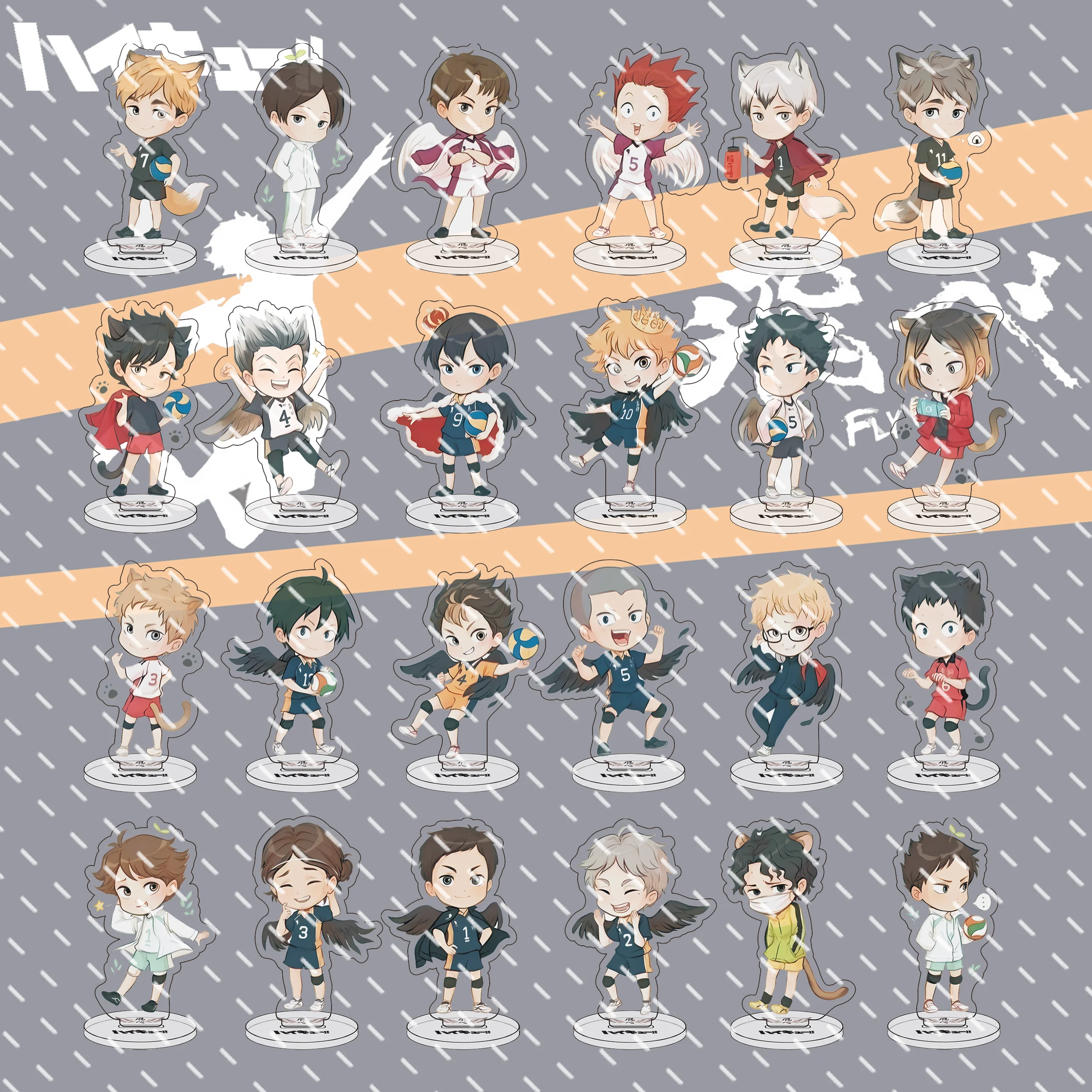 Haikyuu periférico Stand UP Shoyo Hinata adorno de escritorio de dibujos animados Tobio Kageyama figuras acrílicas Haikyuu 8cm juguetes verticales regalo