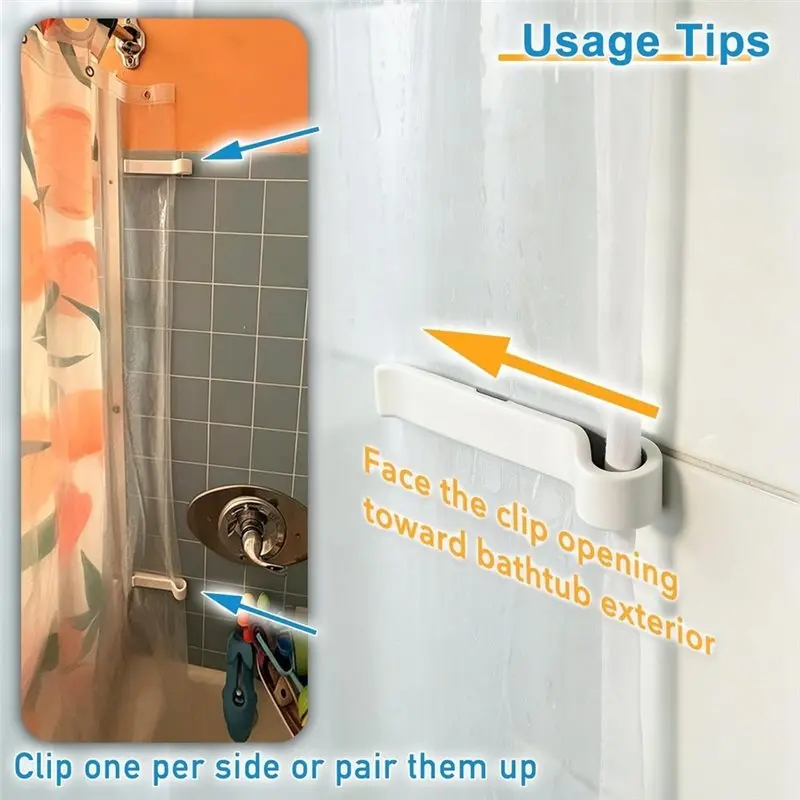 [NEWA64Z!】 Magnetic Shower Curtain Holder, Self-Adhesive Shower Guards& 2-Pack Shower Curtain Weights To Prevent Water Spillage