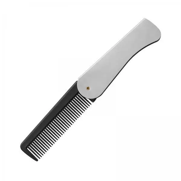 Portable Folding Beard Comb Anti Static Metal Hair and Mustache Grooming Comb Pocket Styling Accessory for Men