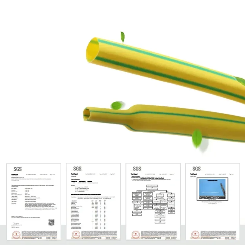 1~5m 2:1 Heat Shrink Heatshrink Tube Yellow Green Diameter 1mm ~ 50mm Wire Repair DIY Cable Protecctor Tubing Sleeving Wrap