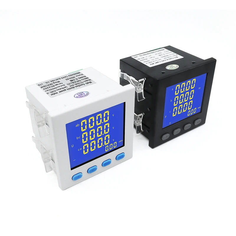 LCD Three Phase Panel Meter V A Hz cos kWh Electricity Meter Multi Function Watt Hour 5A Ampere volt Power Factor  Meter