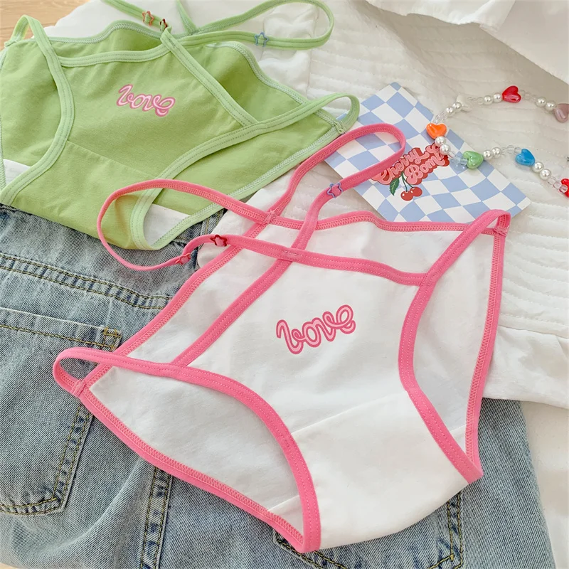 Japanese Girls Sexy Lingerie For Women Sweet Frenulum Girl Summer Thin Women Dopamine Color Cotton Underwear Ladies Lolita