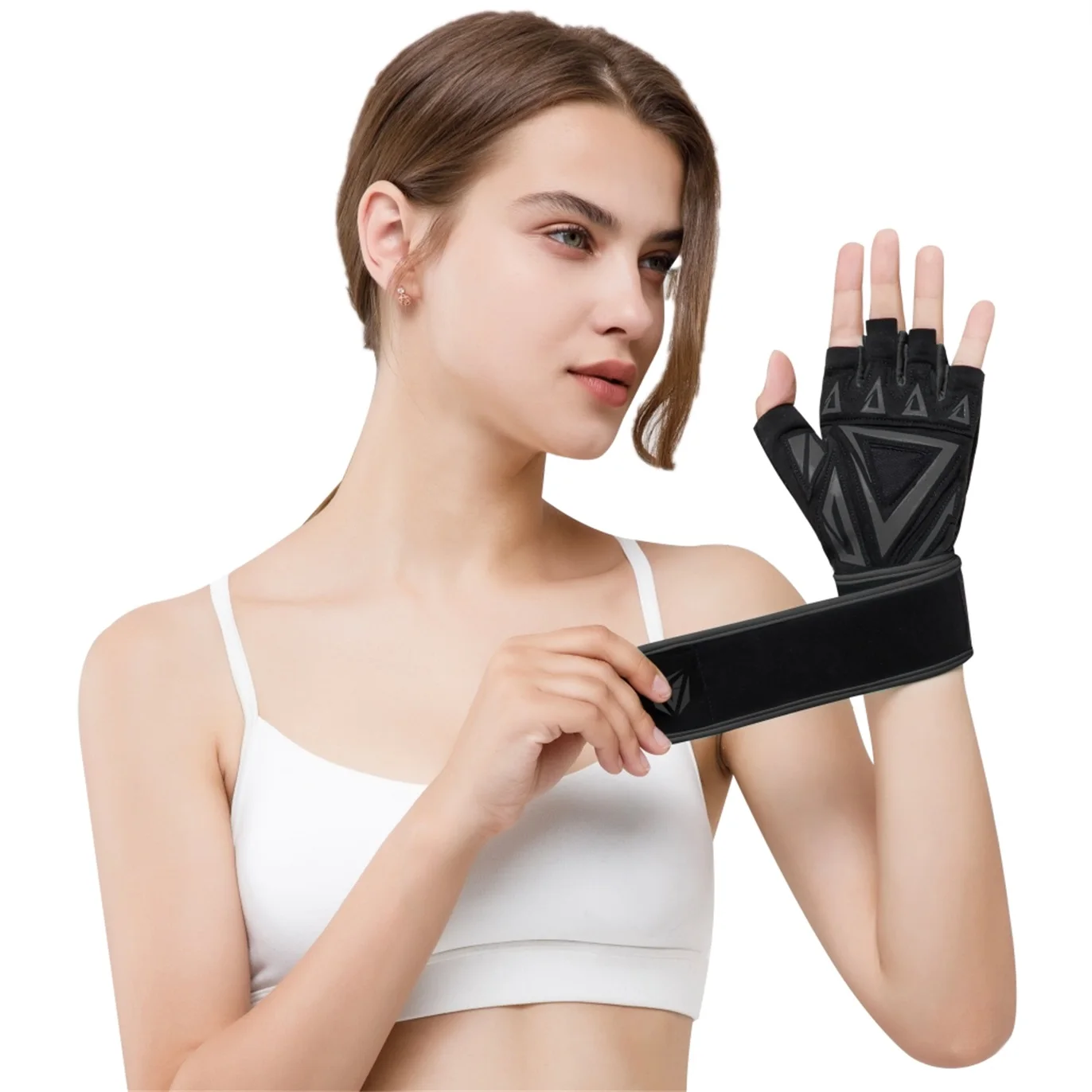 2023 Wrist Strap Gloves for Men Women Half Finger Breathable Anti Slip Training Gym Workout Gloves