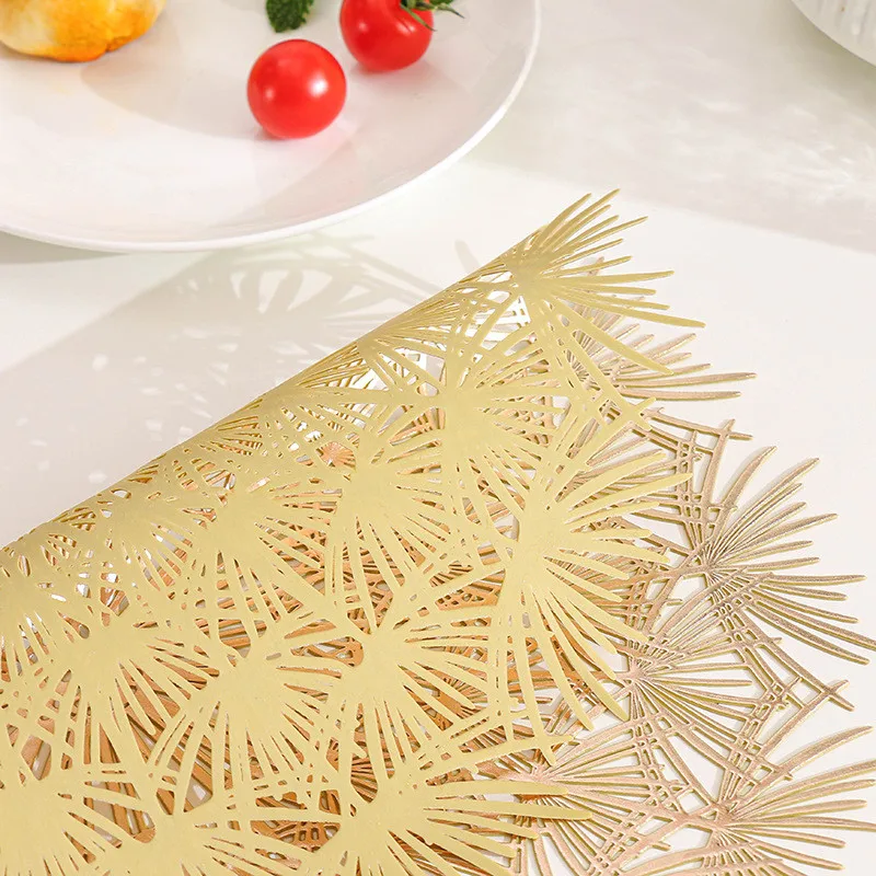 1Pc 38x38cm Round Hollow Dandelion Flower PVC Dinner Table Mat Heat Insulation Placemat Xmas Wedding Party Decor