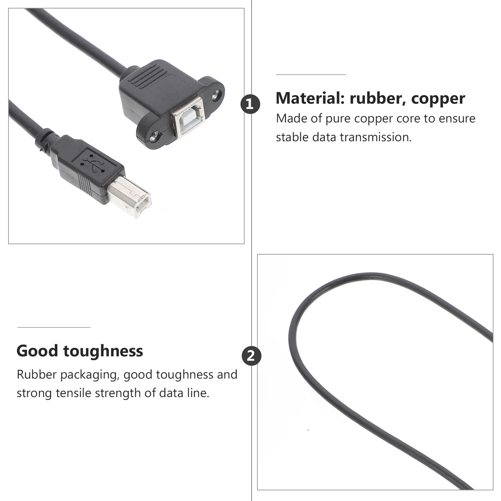 

50cm Usb2.0 Printer Extension Cable Right Angled Durable USB 2.0 Type-B Scanner Accessory USB Male to Female Socket