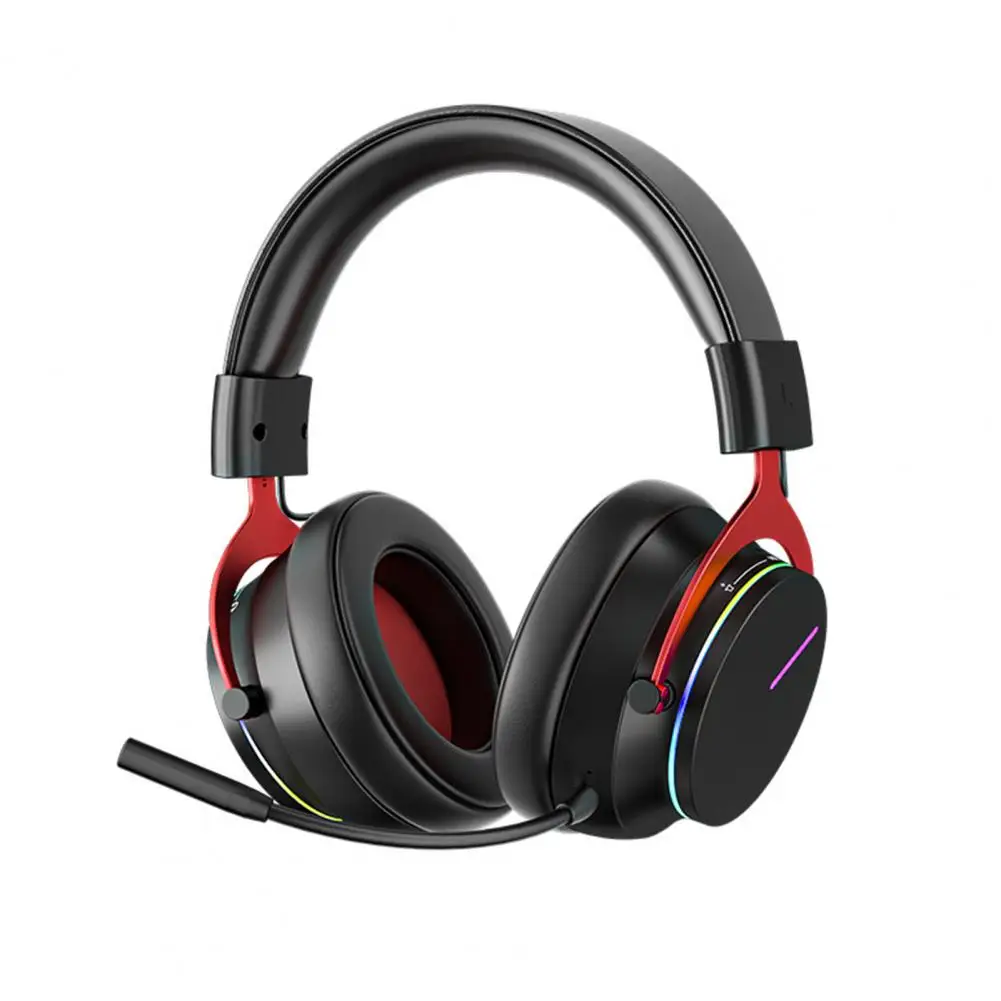 Gaming Headset RGB Colorful Light Volume Adjustable Stereo Surround Sound 5.8Ghz Wireless Gaming Headset with Transmitter Microp