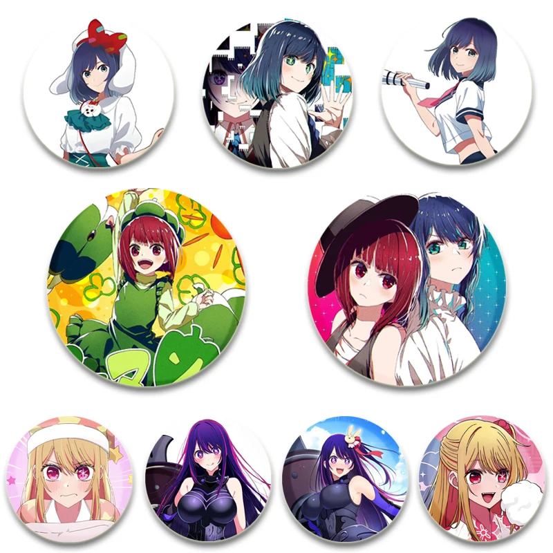 32/58mm [Oshi No Ko] Anime Enamel Pins Handmade Brooches for Clothes Backpack Decoration Cartoon Badge Jewelry Accessories Gifts