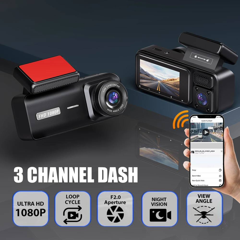 Dash Cam WIFI W/ IR Night Vision Loop Recording & 2