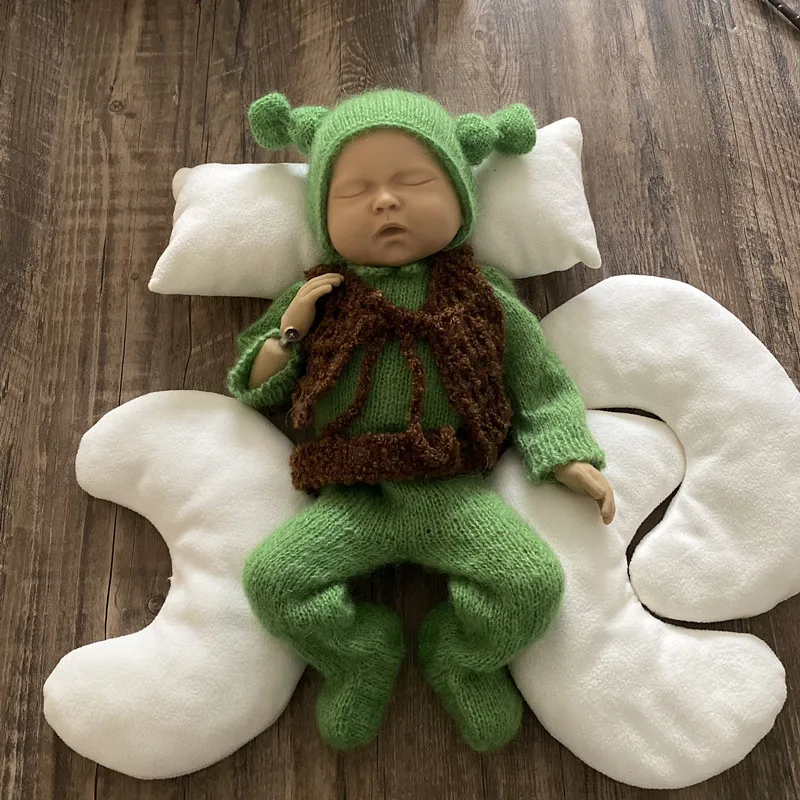 2023 New stylerole-playing Shrek handmade knitting monster set newborn shooting props studio clothing accessories