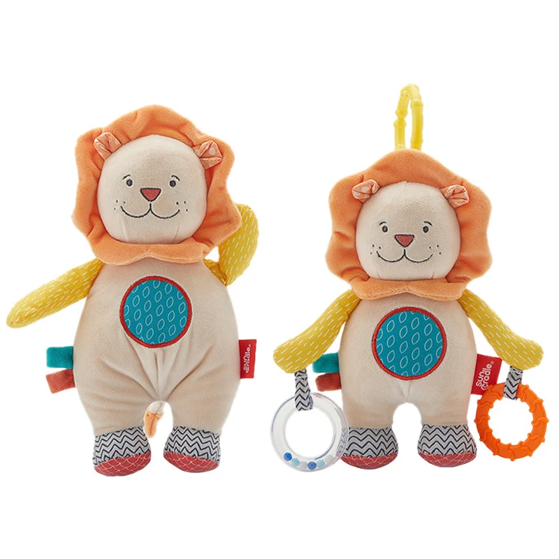 Baby Cute Lion Hippos Appease Toys Infants Stuffed Animal Clip Hanging Stroller Toy Teething Rattle for Newborn Baby