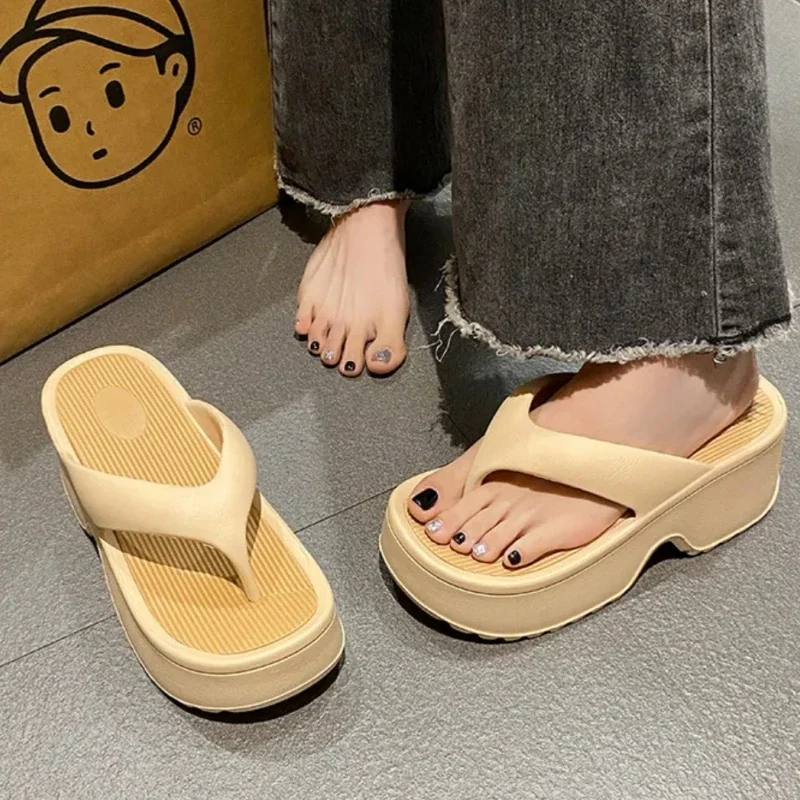 2024 Fashion Women Flip Flops Summer Beach Platform Slippers Girl EVA Indoor Casual Sandals Couples Thick Sole Non-slip Slides image 5
