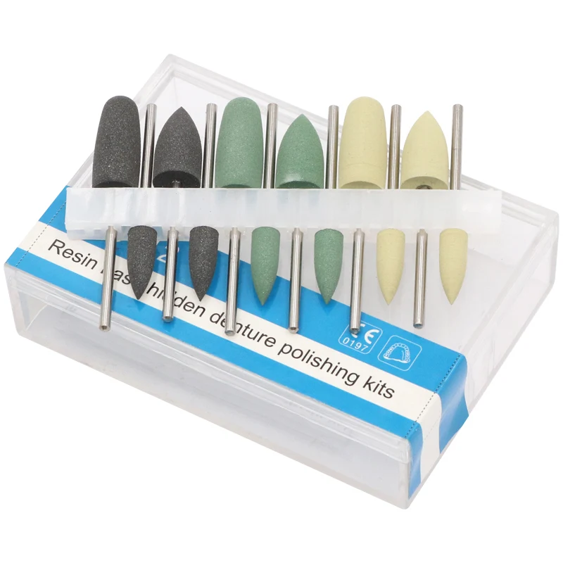 

12pcs Dental Polishing Burs Diamond Kit Hidden Resin Tip Polish Base Silicone Polisher HP0412 for Low Speed Handpiece