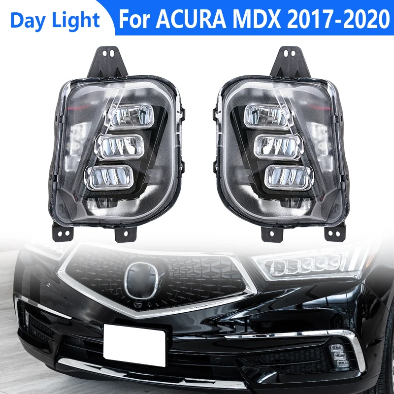 Luz diurna LED para ACURA MDX 2017-2020, luces de circulación diurna delanteras para coche, lámparas de luz antiniebla LED para parachoques 33950TZ5A01 33900TZ5A01