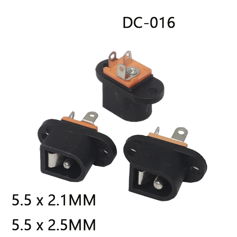 【30-10PCS】DC-016 DC Power Socket Jack Connector with Ear 3Pin DIP Needle Size Adaptation 5.5mmx2.1mm Power Plug 5.5mmx2.5mm