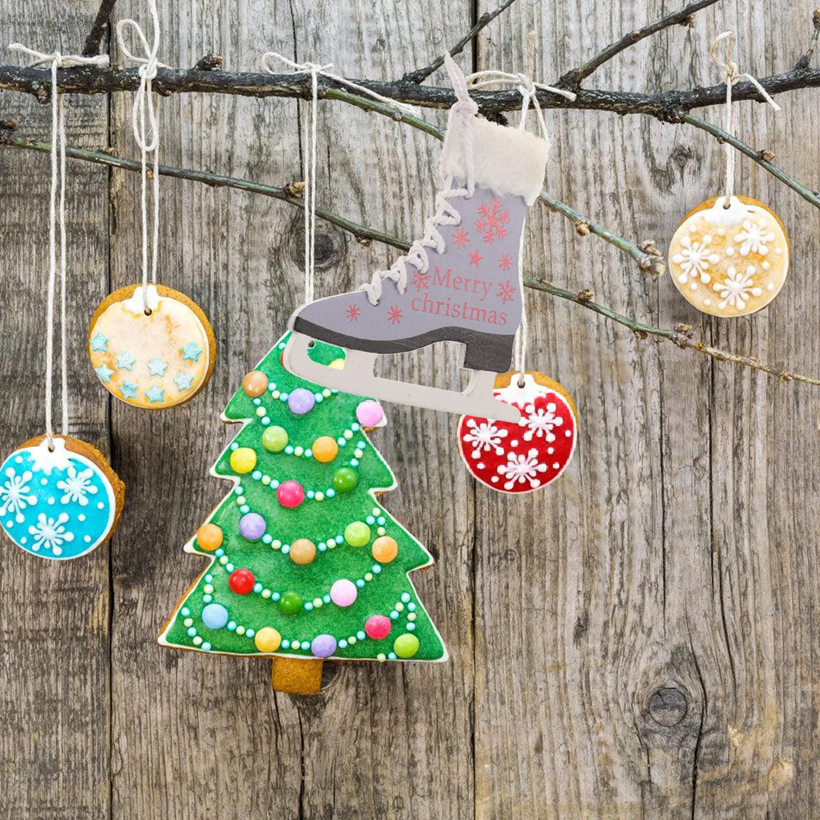

Unfinished Wood Skates Cutouts DIY Craft Projects for Christmas Ornaments Blue Ice Skate Pendant Keychain Holiday Home Decor
