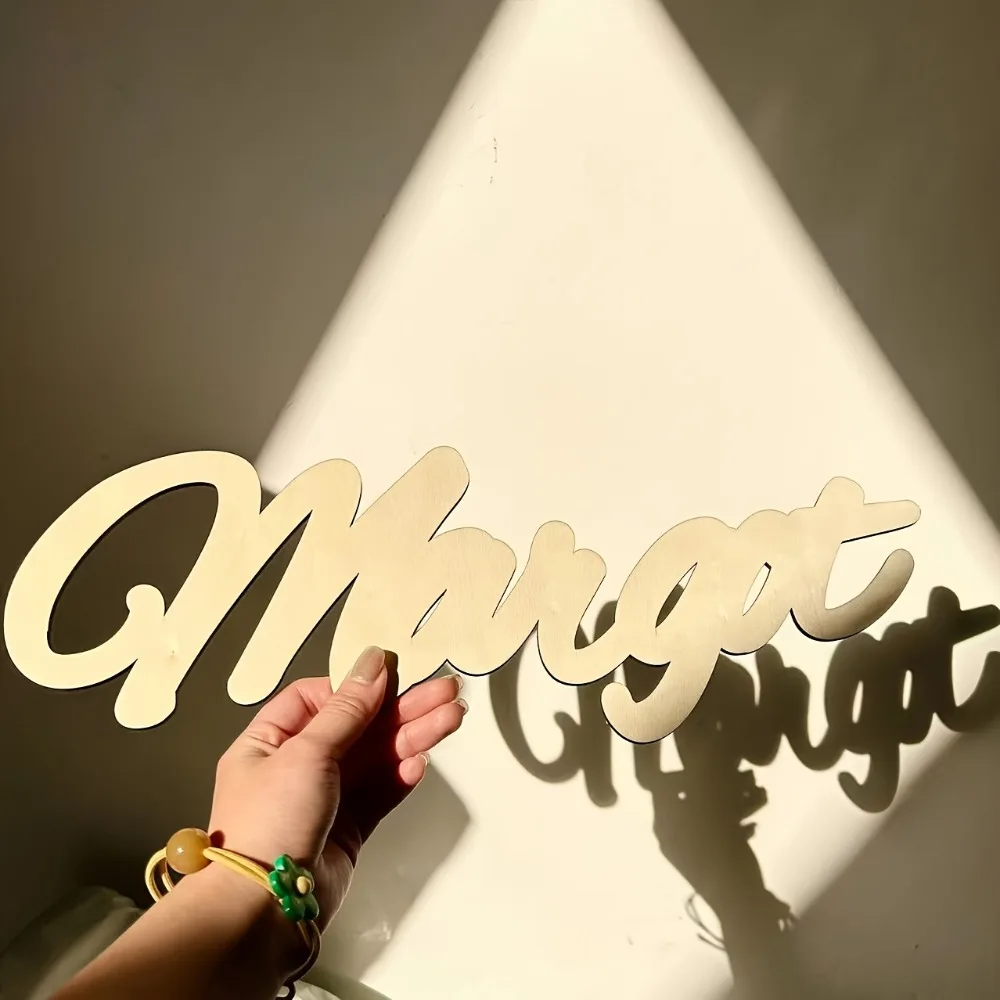 1pc Diy Hilda example Personalized Letter Wooden Decor Laser-Cut Sign Wood Material Vertical Orientation Door Hanging Decor