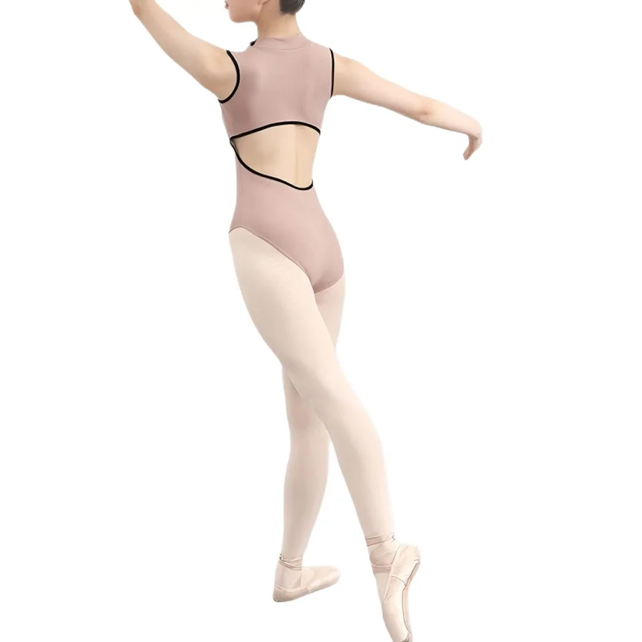Maillot de Ballet para Mujer con Cintura Recortada, Ropa de Danza, Maillot de Gimnasia sin Mangas, Body de Color Sólido, Ropa de Danza para Adultos