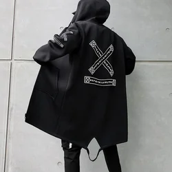 Lange Jacke Männer Drucken Mode 2023 Frühling Harajuku Windjacke Mantel Männlichen Casual Outwear Hip Hop Streetwear Mäntel Plus Größe