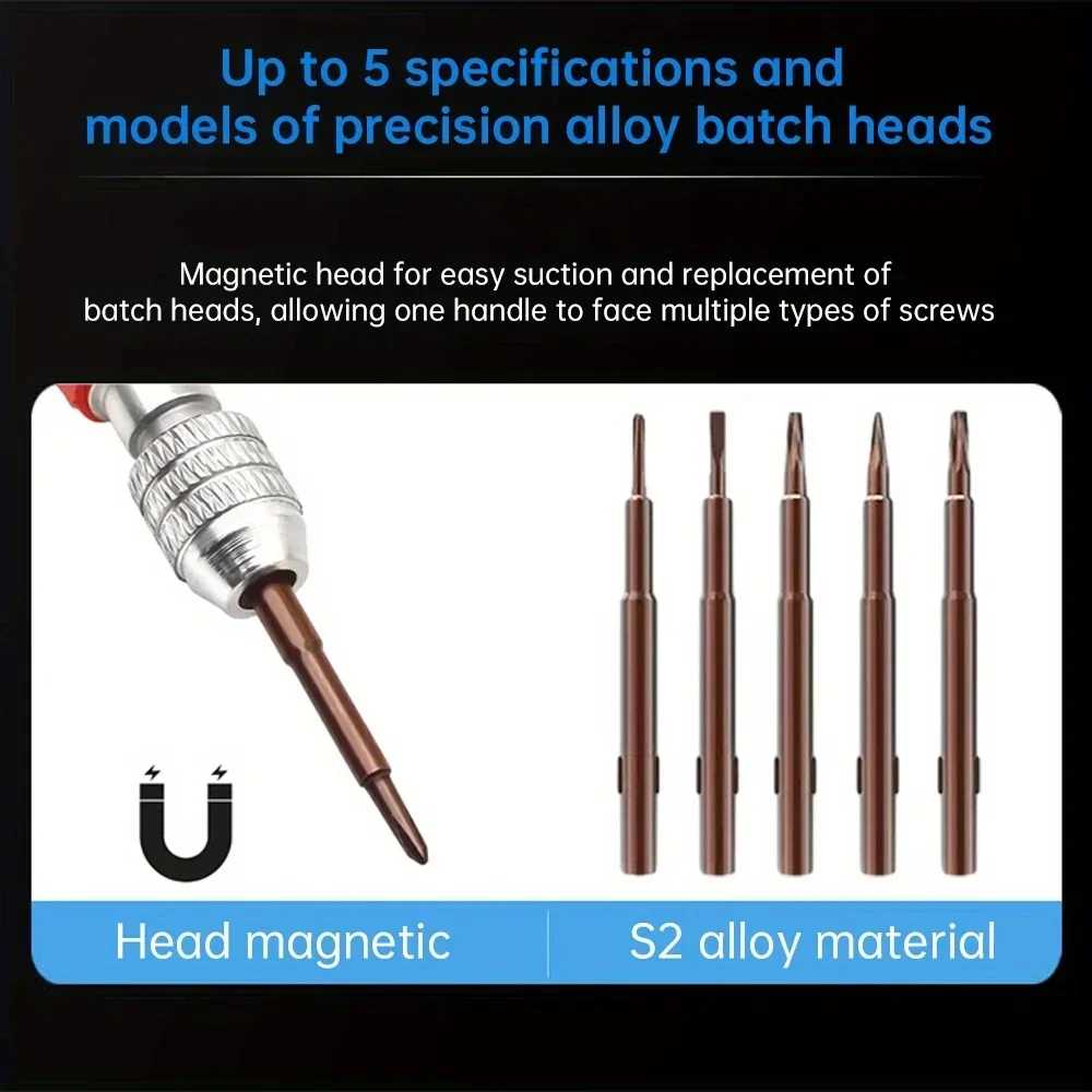 Multifunktionales 5-in-1-Schraubendreher-Set, Demontage-Schraubendreher, Schlitz-, Kreuz-, Torx-Schraubendreher für Computer, Brillen, Uhren, Wartung – Detail 7