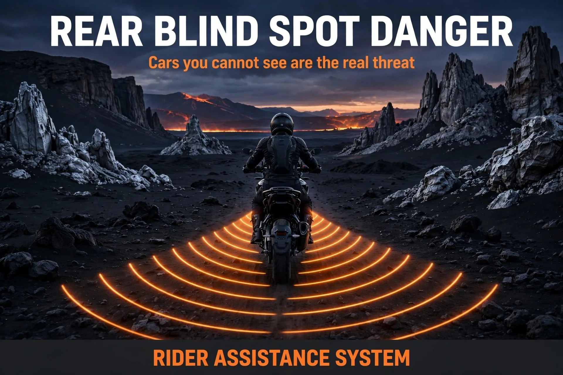 77GHz Motorcycle Blind Spot Radar – Obsidian Desert Series, Dual Amber LED Mirror Indicators, BSD 8.4m / LCA 50m, IP67, 9–24V DC
