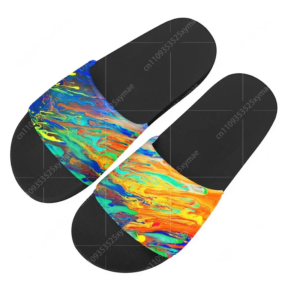 Custom Abstract Multicolor Slippers Home Water Shoes Mens Womens Retro Street Teenager Outdoor Beach Pool Sandals Summer Slipper