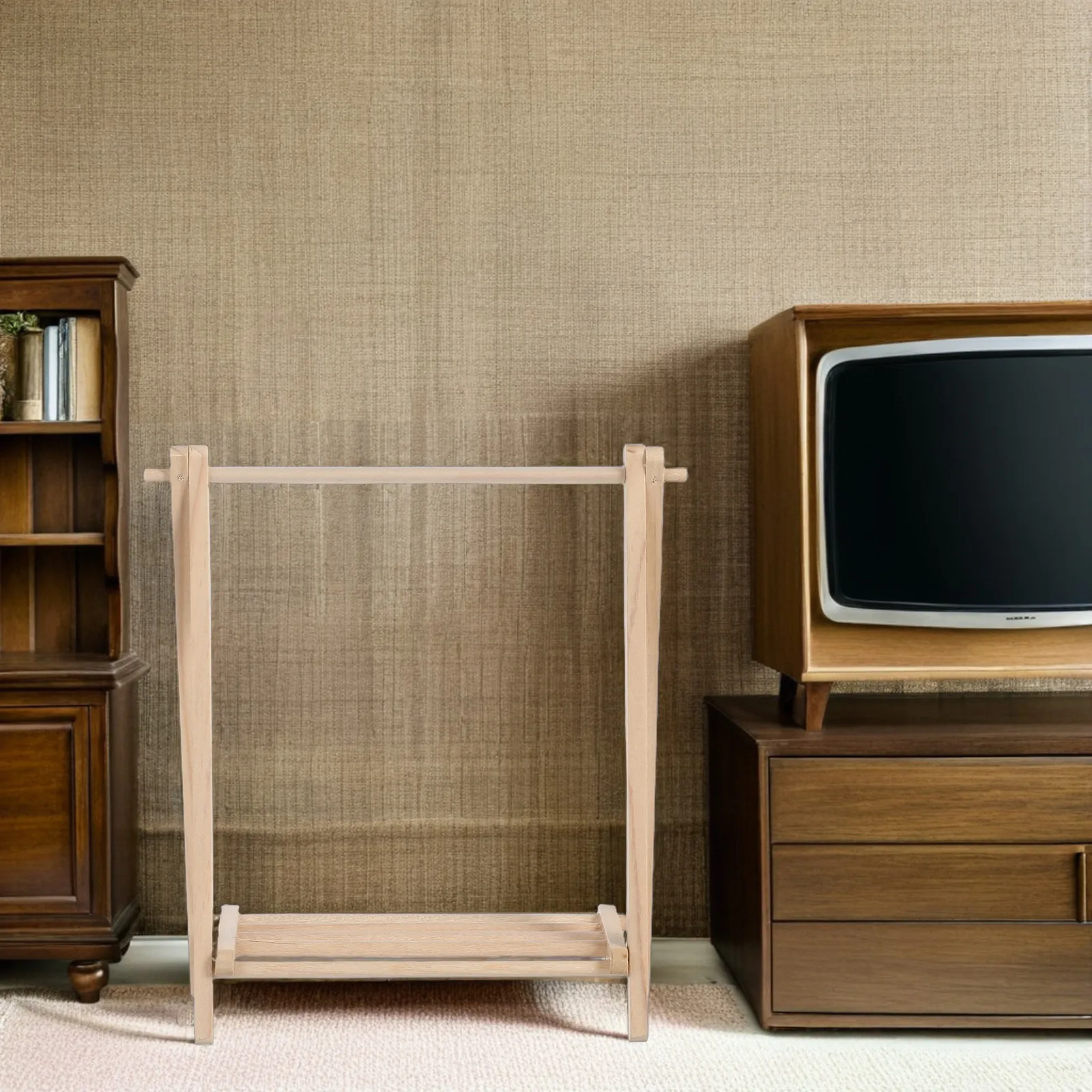 Mini Folding Clothes Rack for Dollhouse Miniature Hanger Stand Portable Drying Rack Compact Design Easy Setup Home Travel Indoor