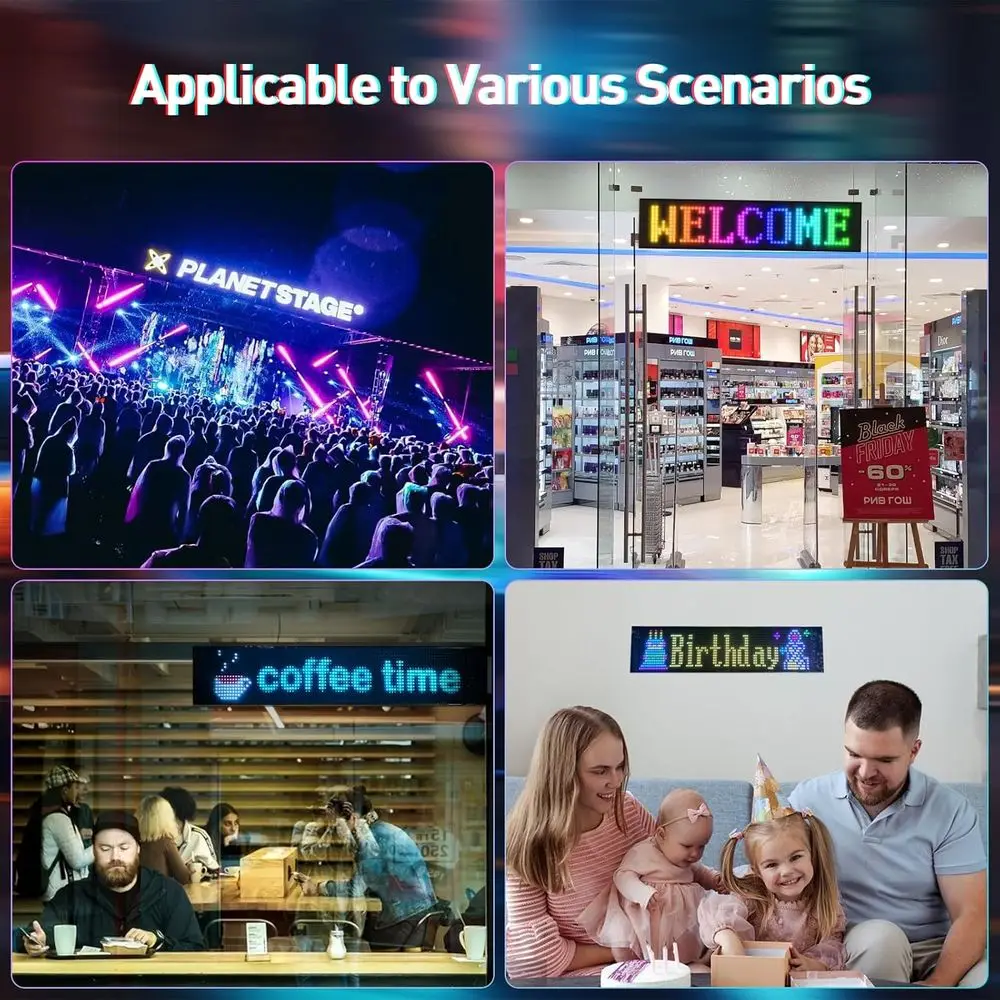 Coppia di luci per parabrezza per camion per auto da 23,6 x 4,73 LED con controllo tramite app, sincronizzazione, testo/immagine personalizzato, flessibili per eventi e decorazioni