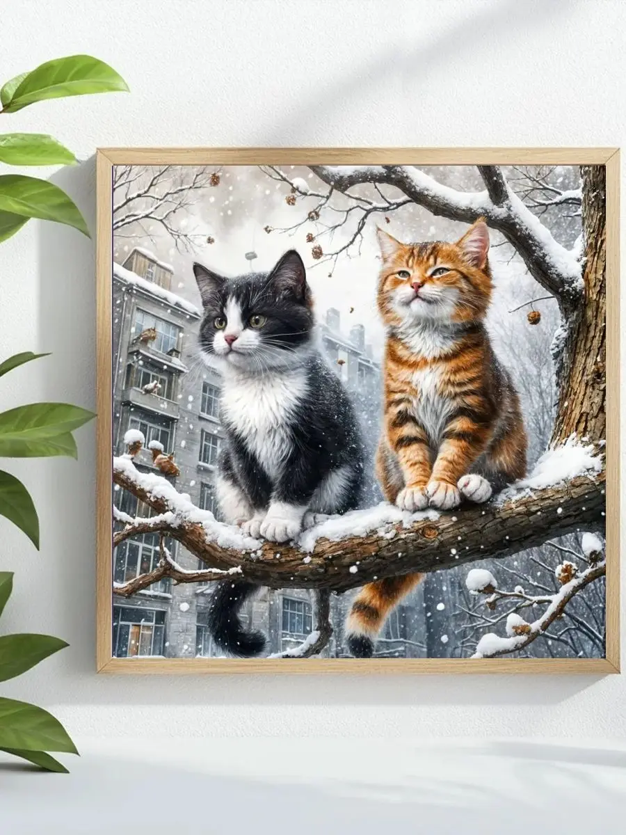 Zwei Katzen Kreuzstich-Set DIY 11CT/14CT Stickerei als Geschenk, Stickset mit Öko-Baumwollfaden – Detail 1