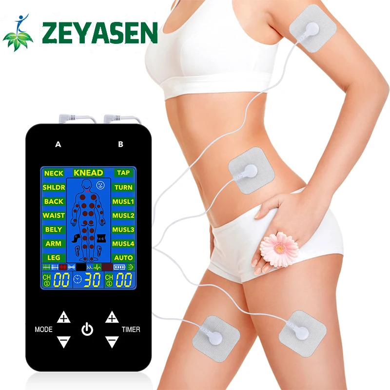 Fda Tens Unit Muscle Stimulator Pulse Massage 2 Channels Lcd Ems Massager Back Neck Stress Sciatic Pain And Muscle Relief