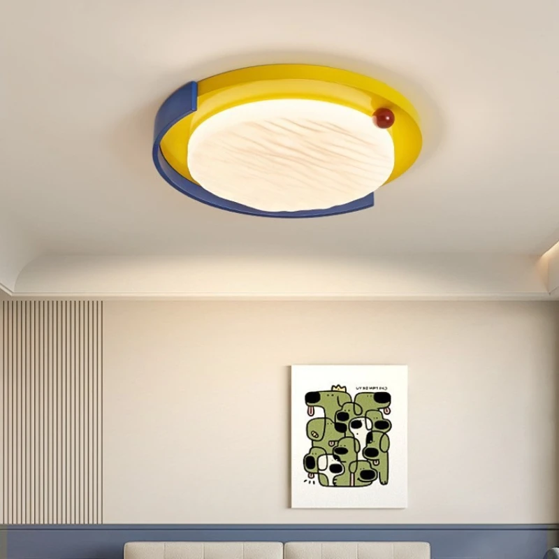 Memphis Personality Dopamine Color Rotundity Ceiling Lights Minimalist Art Children's Room Bedroom Study Eye Protection LED Lamp