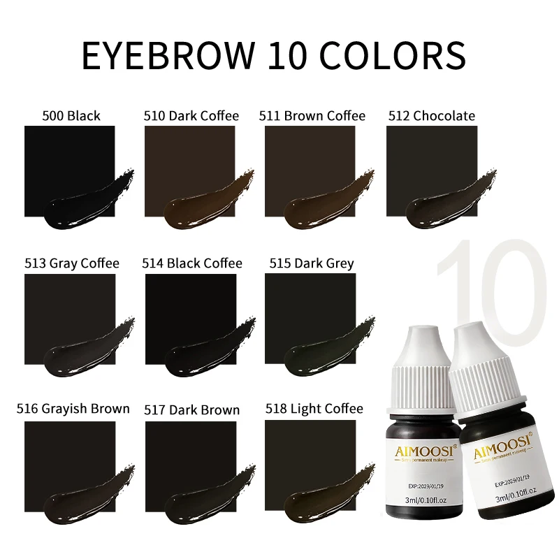 Encres pour tatouage des sourcils AIMOOSI pour maquillage semi-permanent, encre microblading organique professionnelle, pigments longue durée, 3 ml