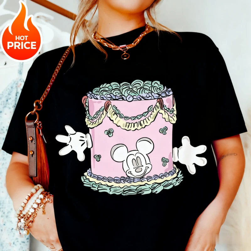 ديزني ميكي ماوس 2026 صبي فتاة تيشيرت صيفي الأسرة الوالدين والطفل ارتداء المتضخم عادية الرجال النساء قصيرة الأكمام تي شيرت Y2k #6