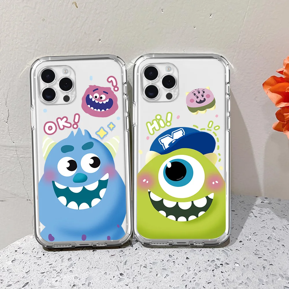 MINISO Cute Wazowski For iPhone 16 15 13 14 12 11 Pro Plus MAX XS iPhone13 14 Mini Transparent Phone Case