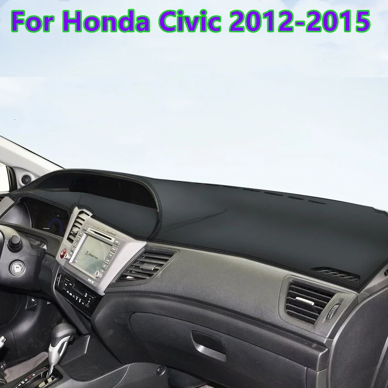 

Black Leather Car Dashboard Cover Dash Protector Pad Mat For Honda Civic 2012-15