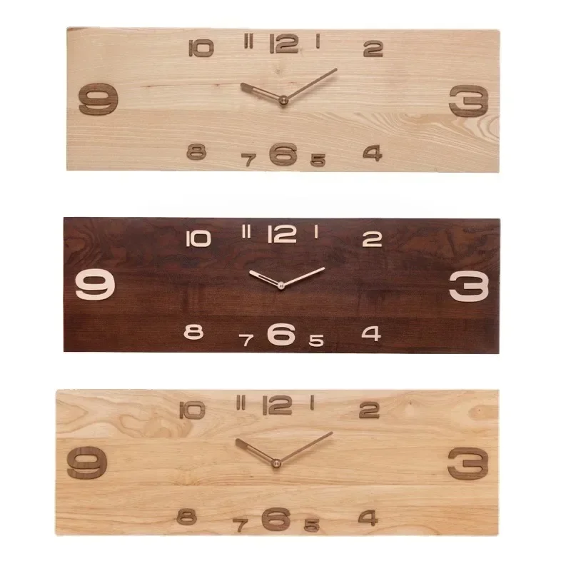 

Living Room Wall Clock Nordic Wooden Aesthetic Stylish Quiet Simple Wall Clock Creative Rectangular Relojes De Pared Home Decor