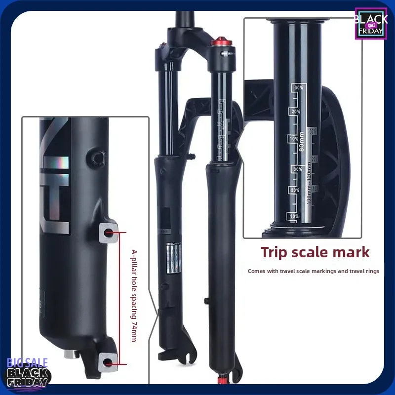 Snow ATV, Front Fork Tire Bicycle Magnesium Alloy Shock Absorber Air Fork 135mm Bicycle Accessories