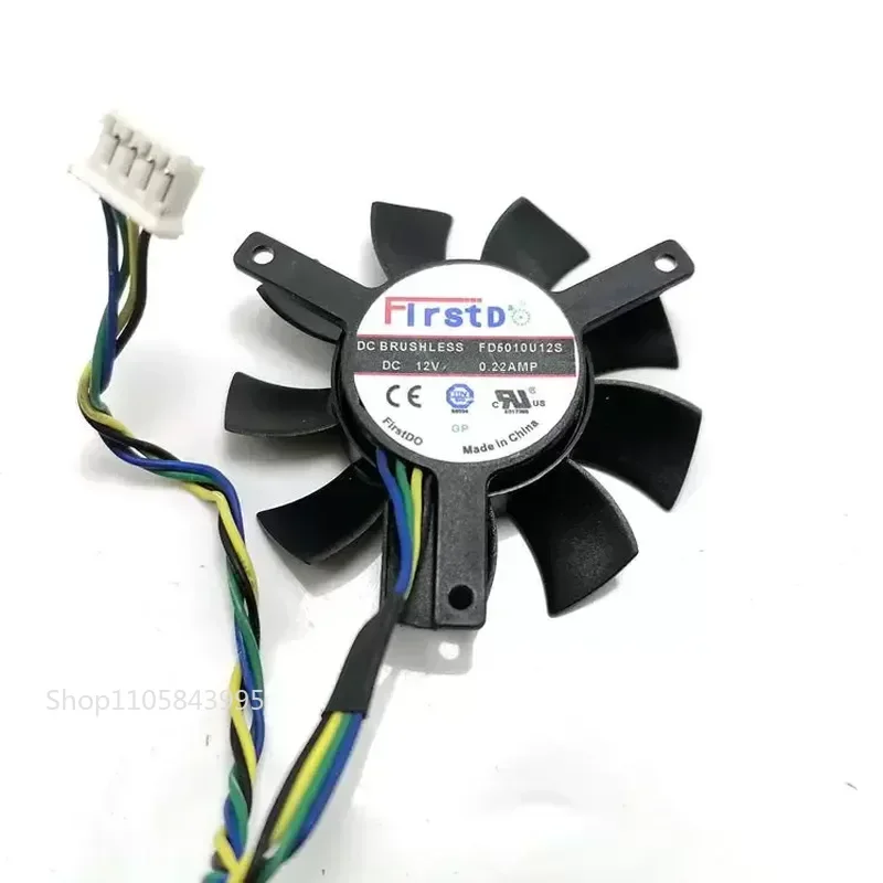 for FD5010U12S Graphics Card Fan 45mm Diameter 39mm Hole Spacing 12V 0.22A 4Pin Temperature Control Cooling Fan Replacement