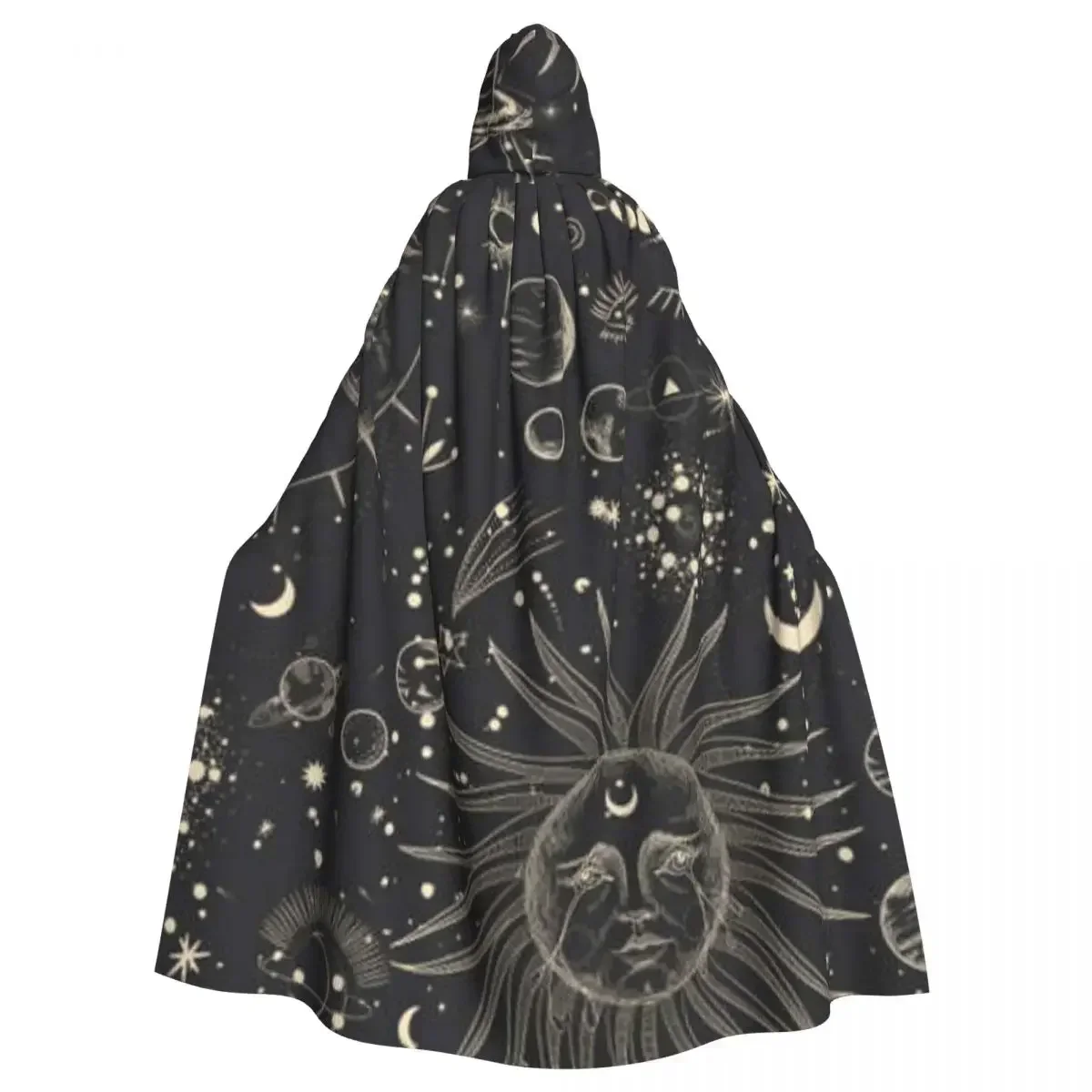 Witch Cloak Moonlight Pattern Halloween Cosplay Costume Unisex Adult Cloak Retro Ages Cape