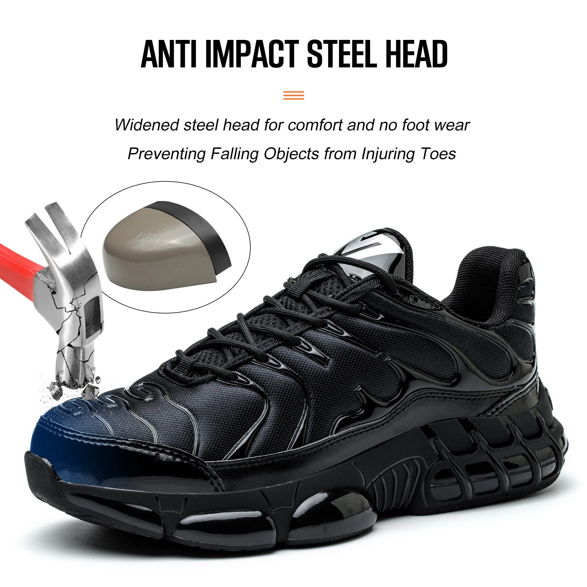 Men's Safety  Anti-smash Anti-puncture Work Shoes Breathable Lightweight Work Sneakers Indestructible Boots for Male Comfortable