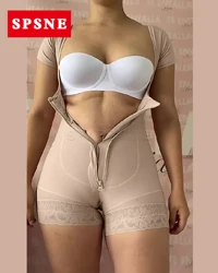 Cintas colombianas manga curta para mulheres, shapewear controle barriga, cintos de recuperação pós-natal, cintas colombianas originais