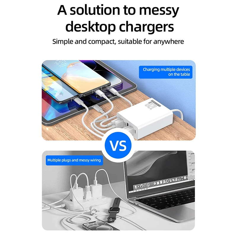 Xiaomi 120 واط 4USB C + 3USB شاحن الهاتف المكتبي شحن سريع محطة الطاقة USB مهايئ شاحن للهاتف أندرويد هواوي اللوحي