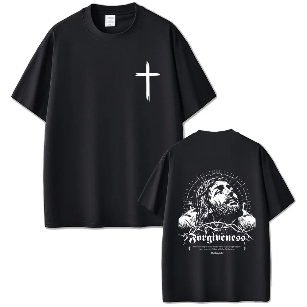 

Christian Jesus Double Sided Print Tshirt Summer Men Women Fashion Hip Hop Vintage T-shirt Unisex Soft Cotton Crewneck T Shirts