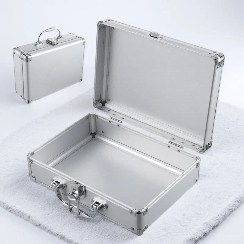 

Aluminum Alloy Hard Briefcase Portable Tool Case Makeup Storage Box Small Metal Carrying Case for Camera Accessories Money